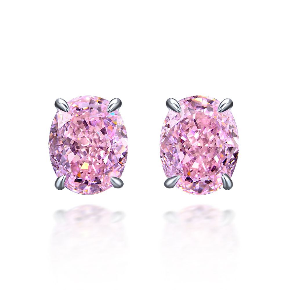 Oval Cut Gemstone Sterling Silver Ear Stud