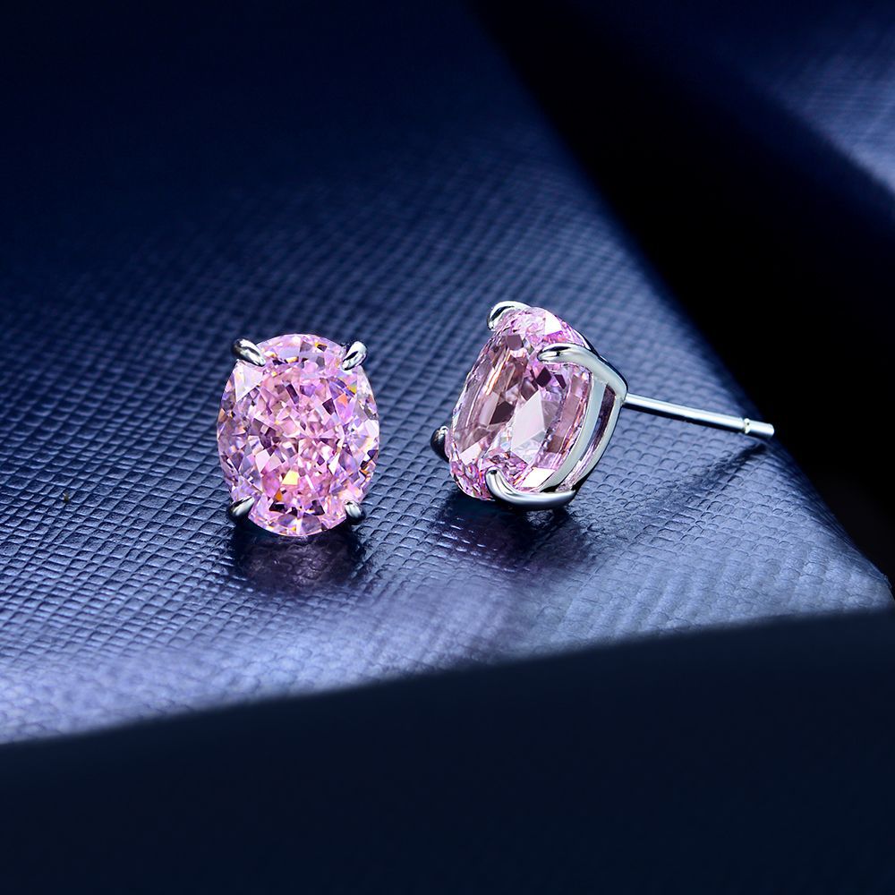 Oval Cut Gemstone Sterling Silver Ear Stud