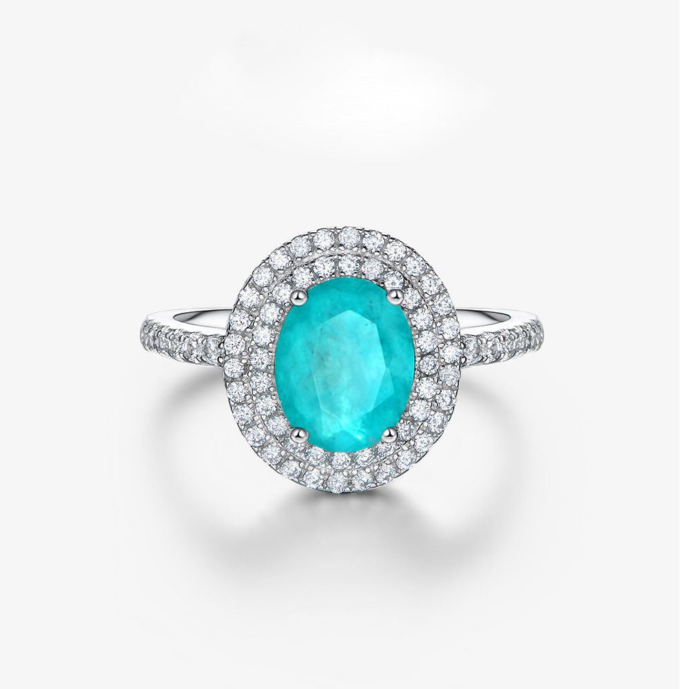 Bohemia Style Paraiba Gemstone Sterling Silver Enhancer Ring