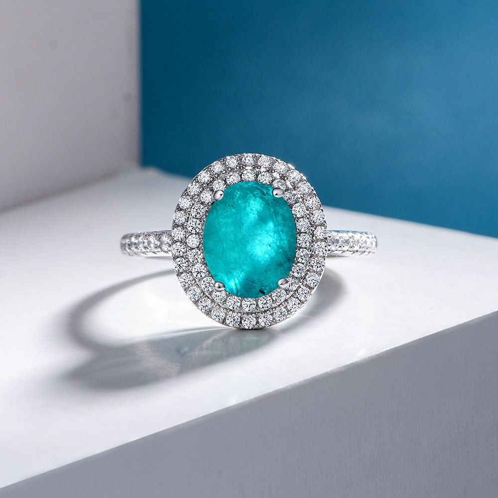 Bohemia Style Paraiba Gemstone Sterling Silver Enhancer Ring