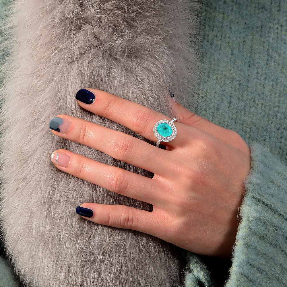 Bohemia Style Paraiba Gemstone Sterling Silver Enhancer Ring
