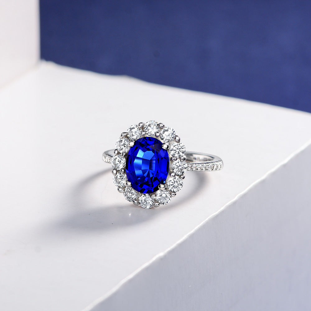 Oval Sapphire Sterling Silver Ring