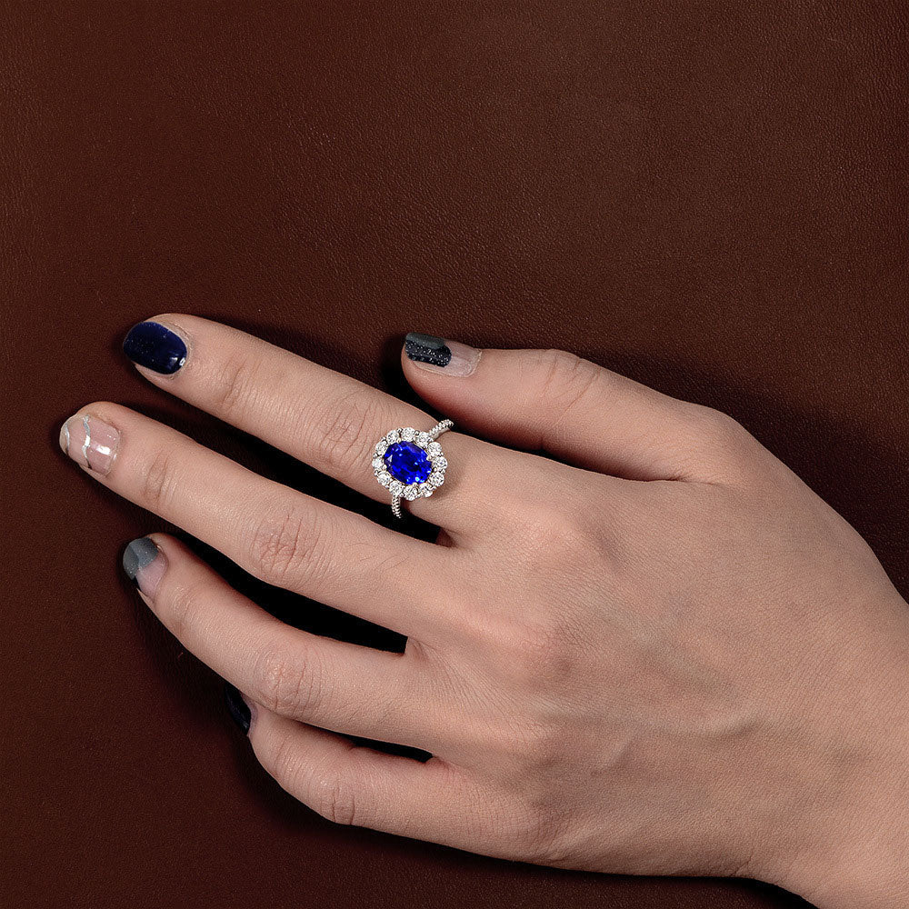 Oval Sapphire Sterling Silver Ring