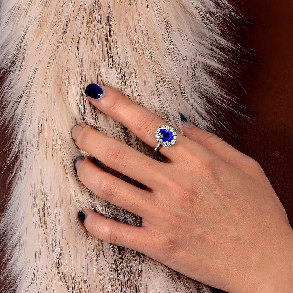 Oval Sapphire Sterling Silver Ring