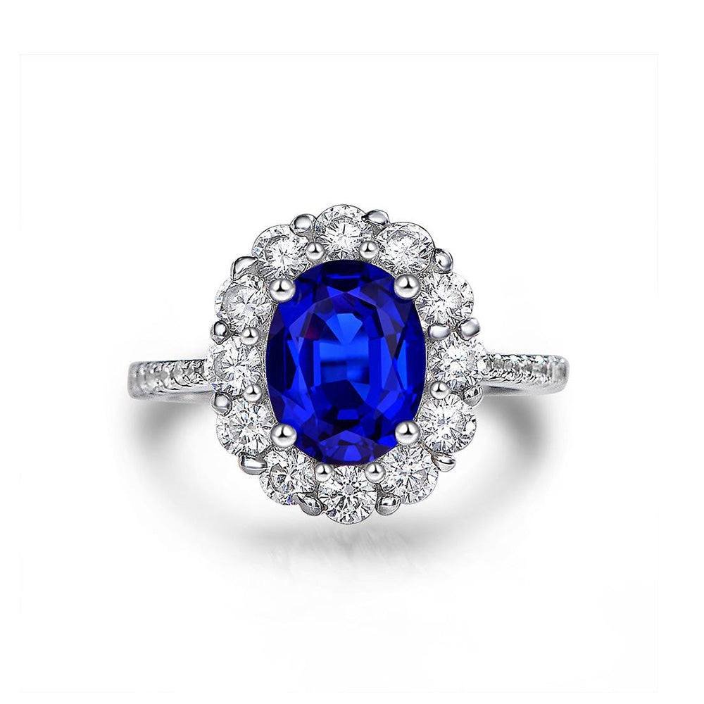 Oval Sapphire Sterling Silver Ring