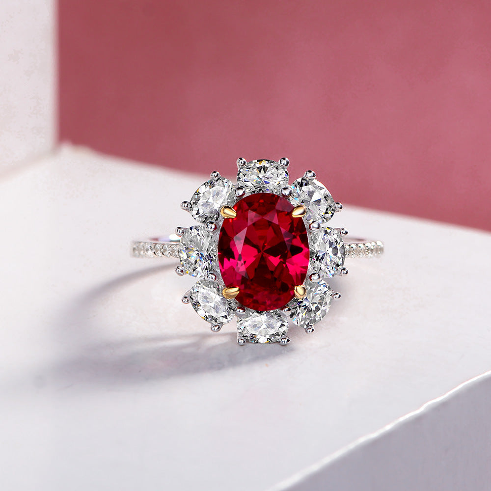 Oval Ruby Sterling Silver Enhancer Ring