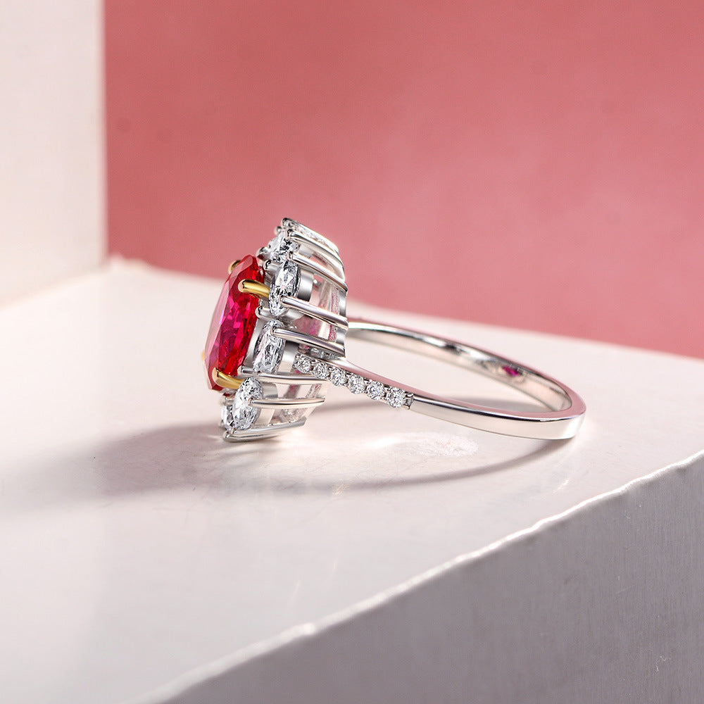 Oval Ruby Sterling Silver Enhancer Ring