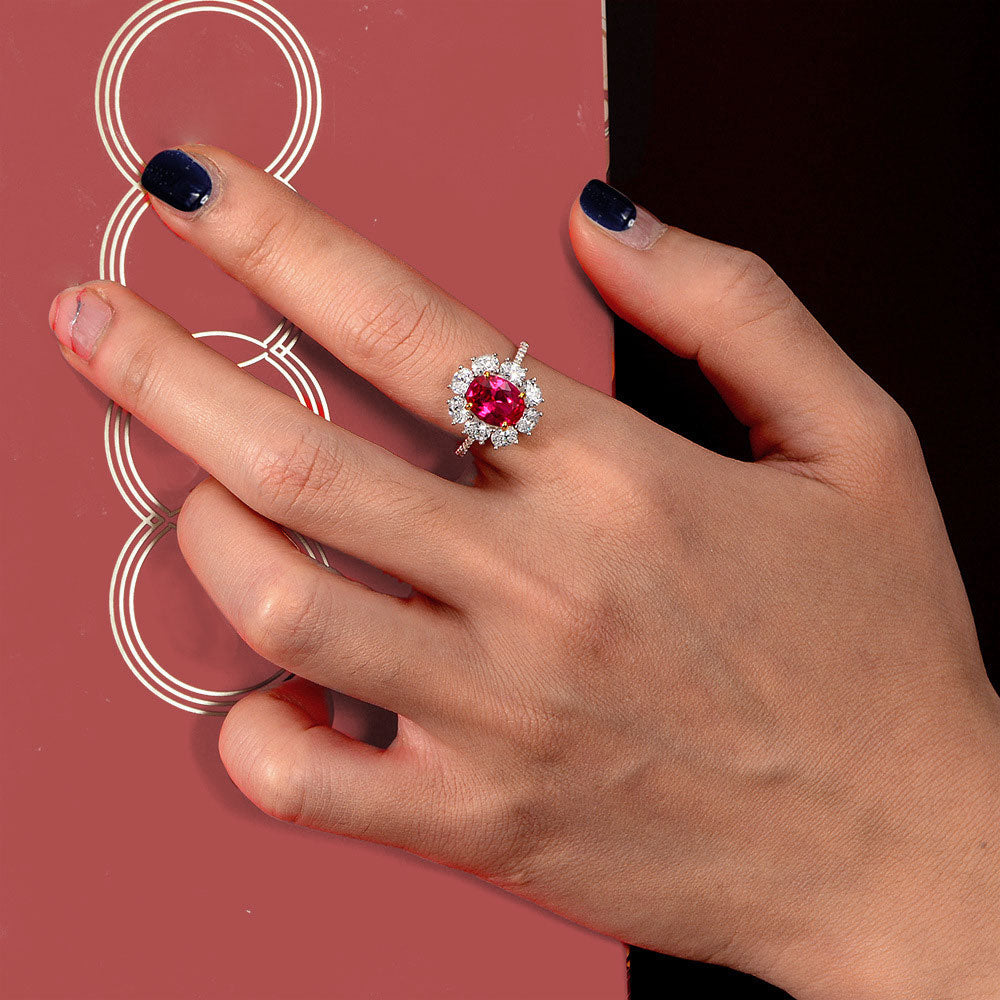Oval Ruby Sterling Silver Enhancer Ring