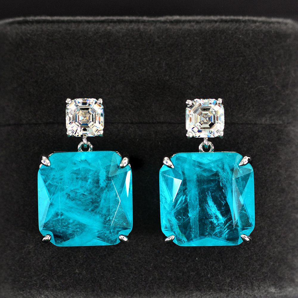 Paraiba Stone Simple Style Sterling Silver Earring