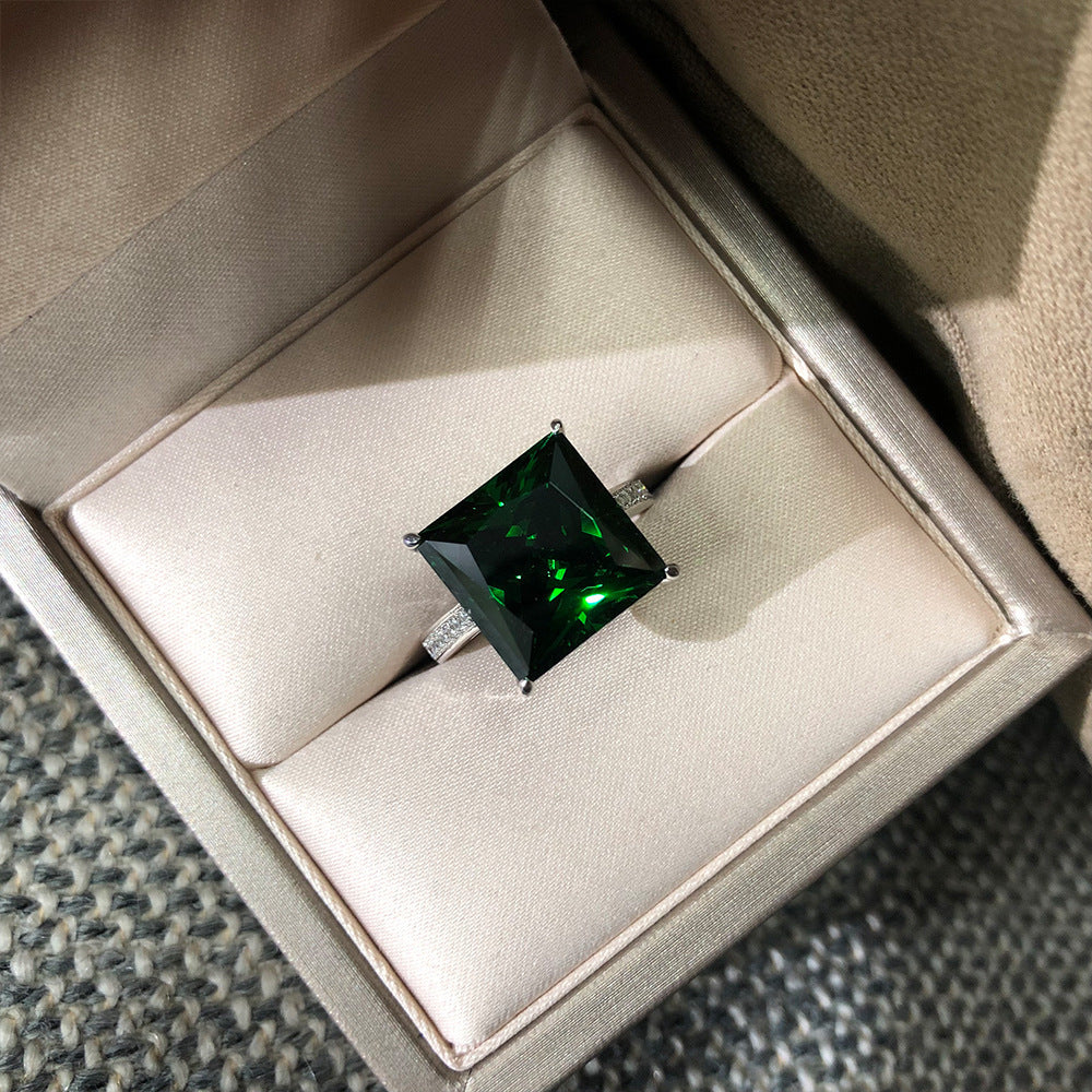 Princess Cut 15.5 Carat Gemstone Sterling Silver Ring