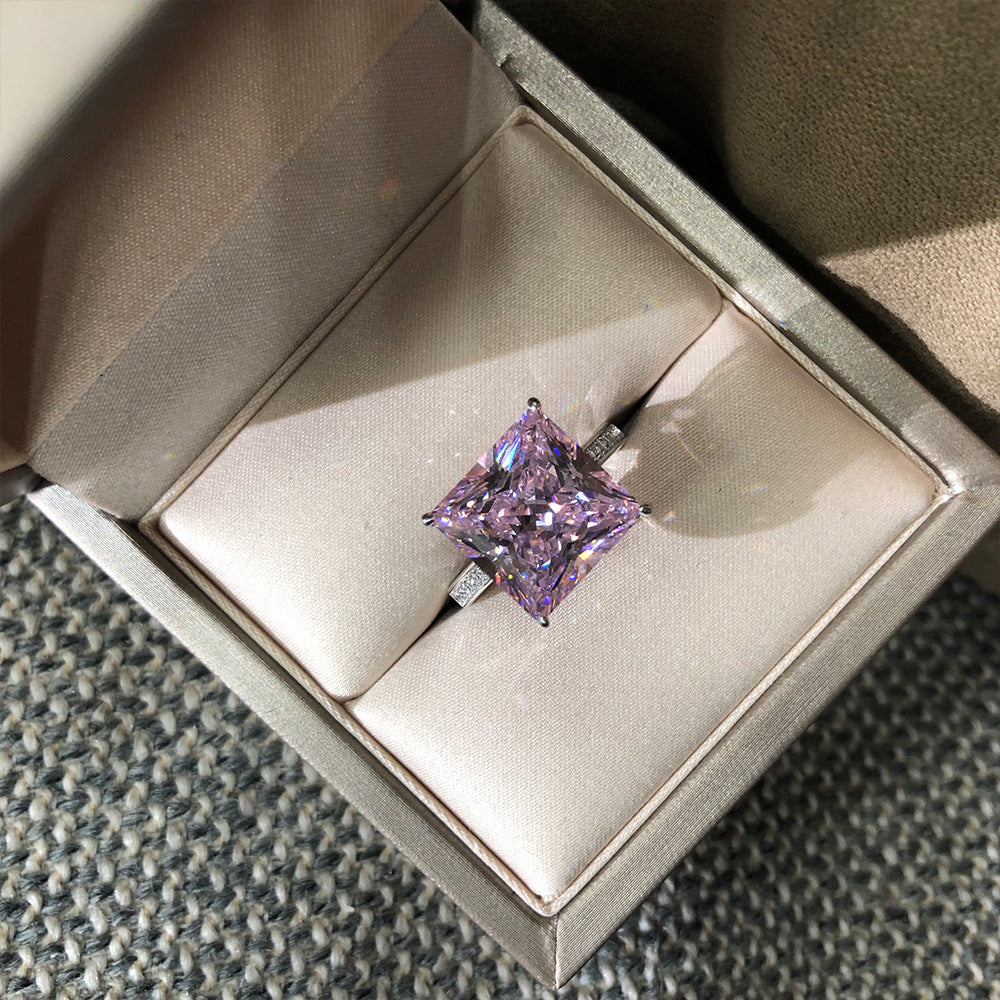 Princess Cut 15.5 Carat Gemstone Sterling Silver Ring