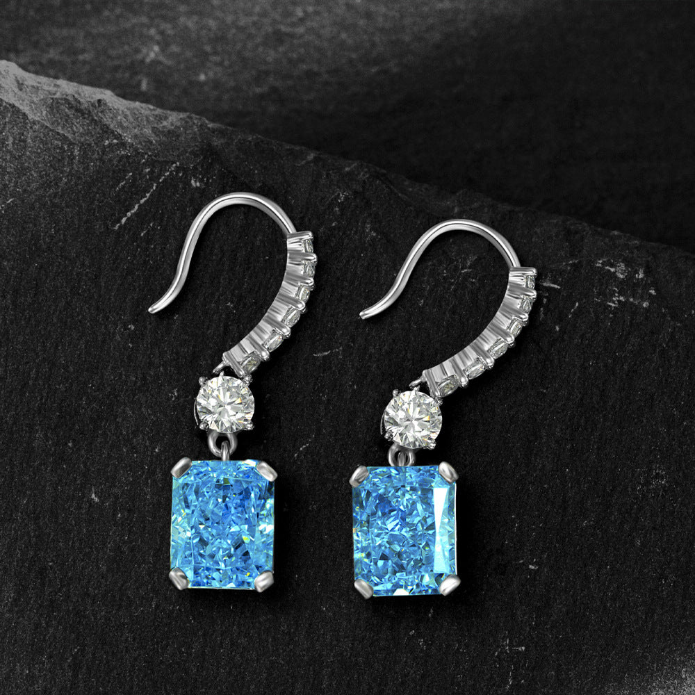 Princess Cut Gemstone Sterling Silver Earring