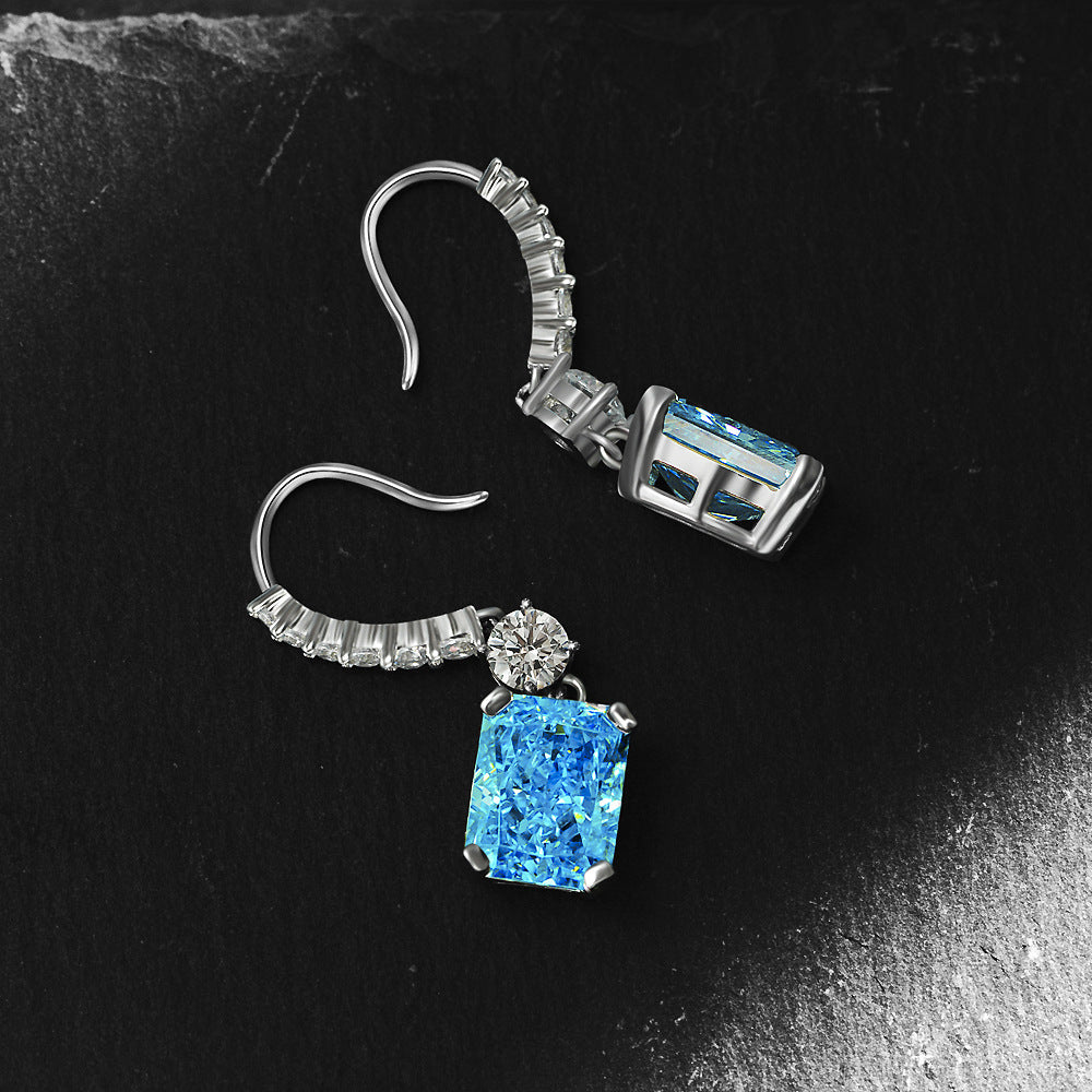 Princess Cut Gemstone Sterling Silver Earring
