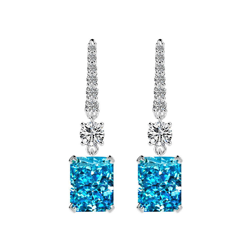 Princess Cut Gemstone Sterling Silver Earring