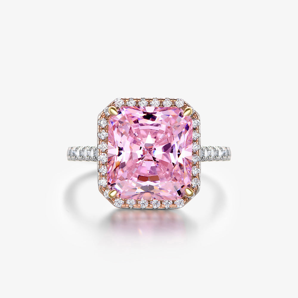 Princess Cut Rose Quartz Sterling Silver Ring