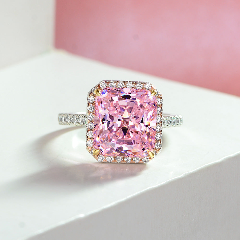 Princess Cut Rose Quartz Sterling Silver Ring