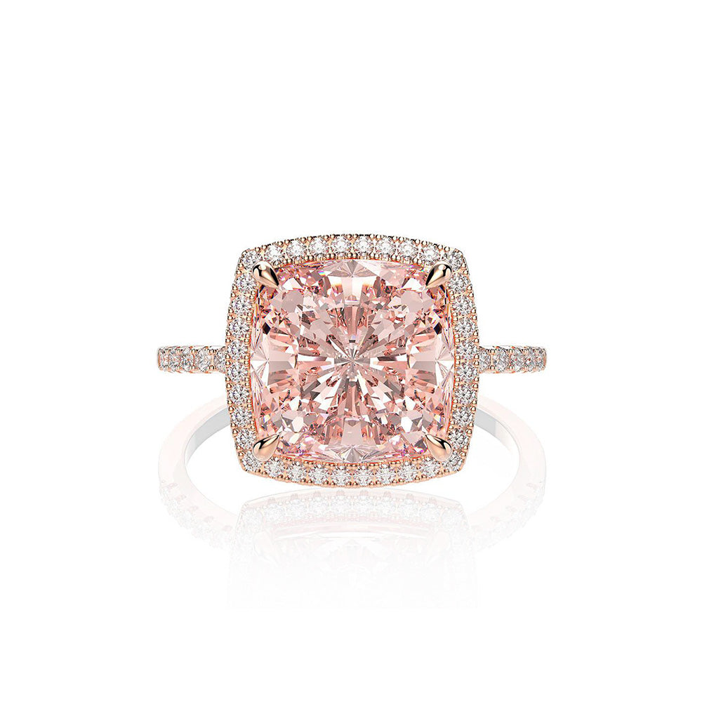 Cushion Cut Rose Gold Sterling Silver Ring