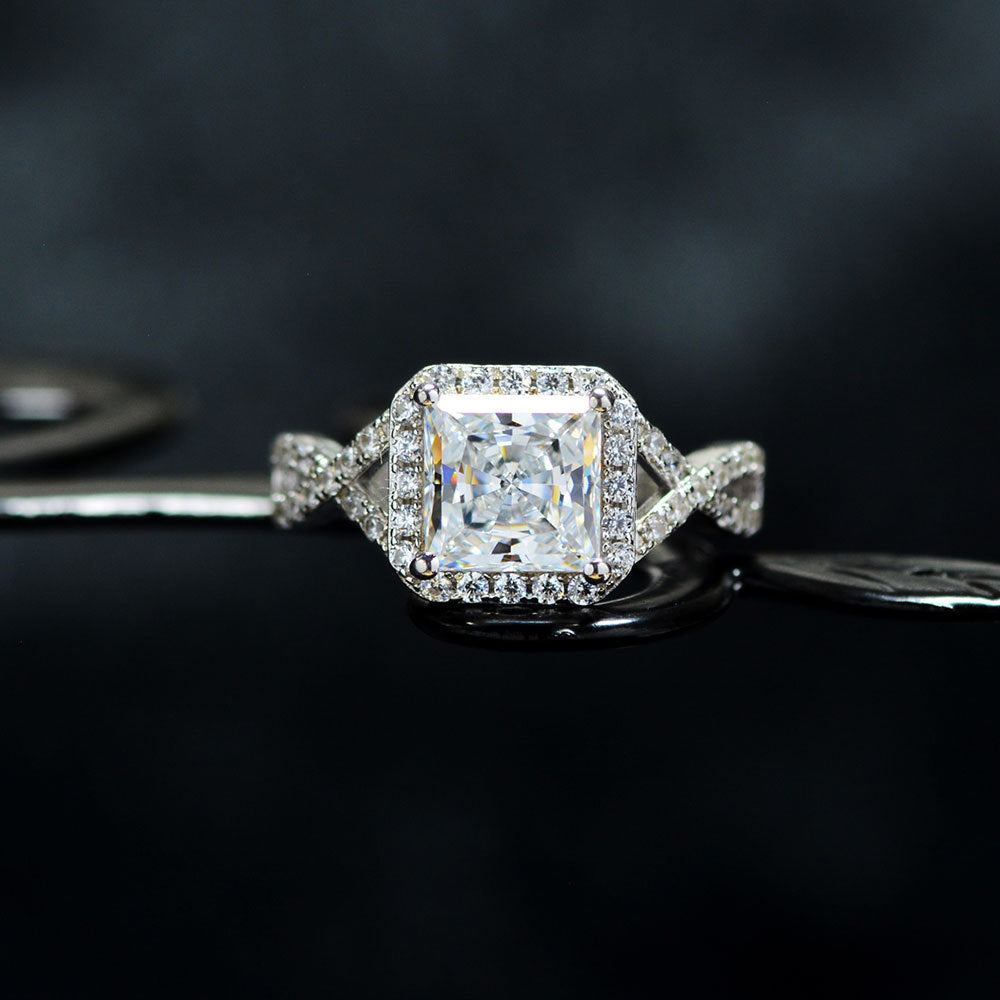 Princess Cut Sterling Silver Enhancer Ring