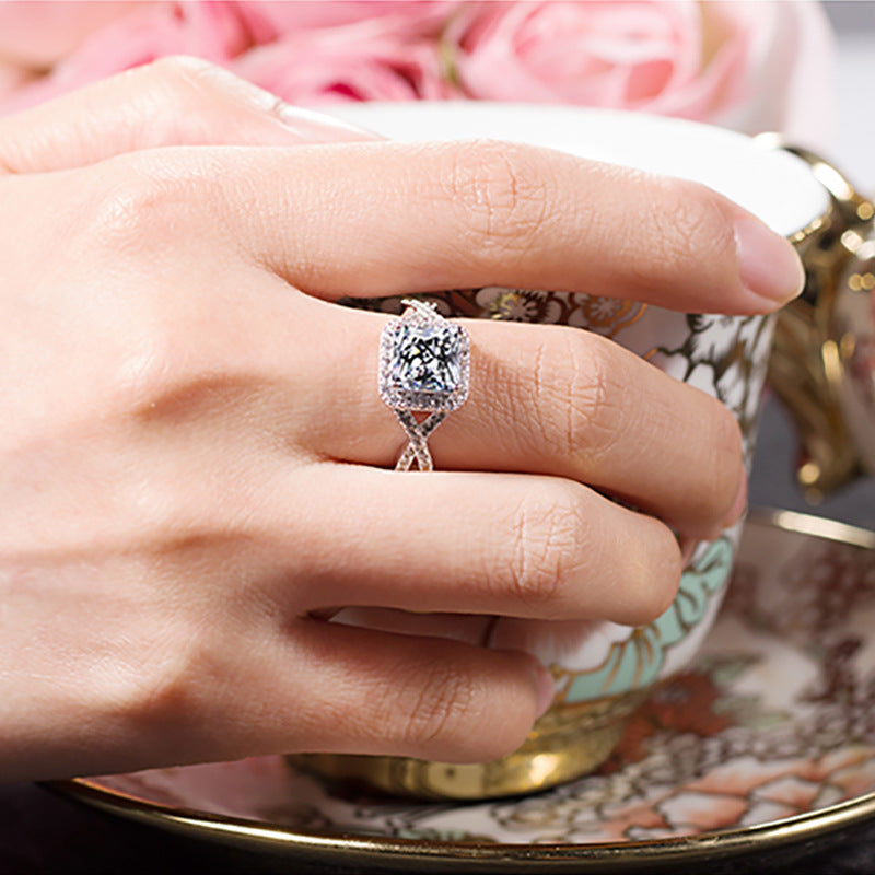 Princess Cut Sterling Silver Enhancer Ring