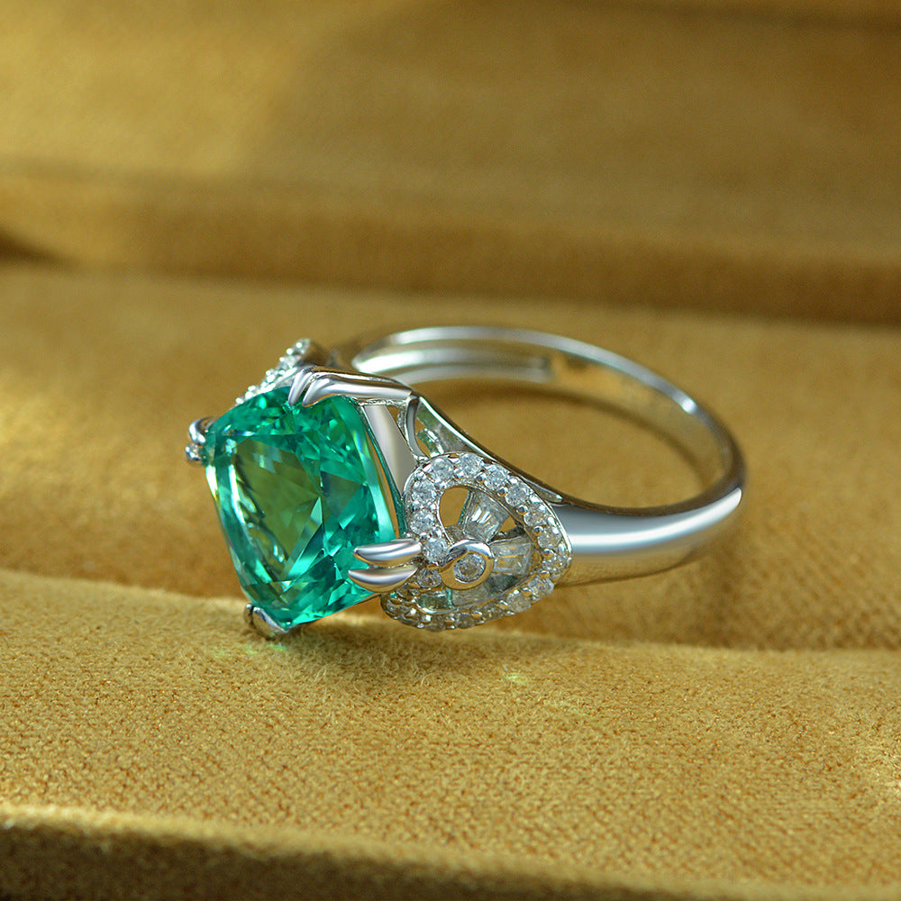 Radiant Cut Tourmaline Sterling Silver Enhancer Ring