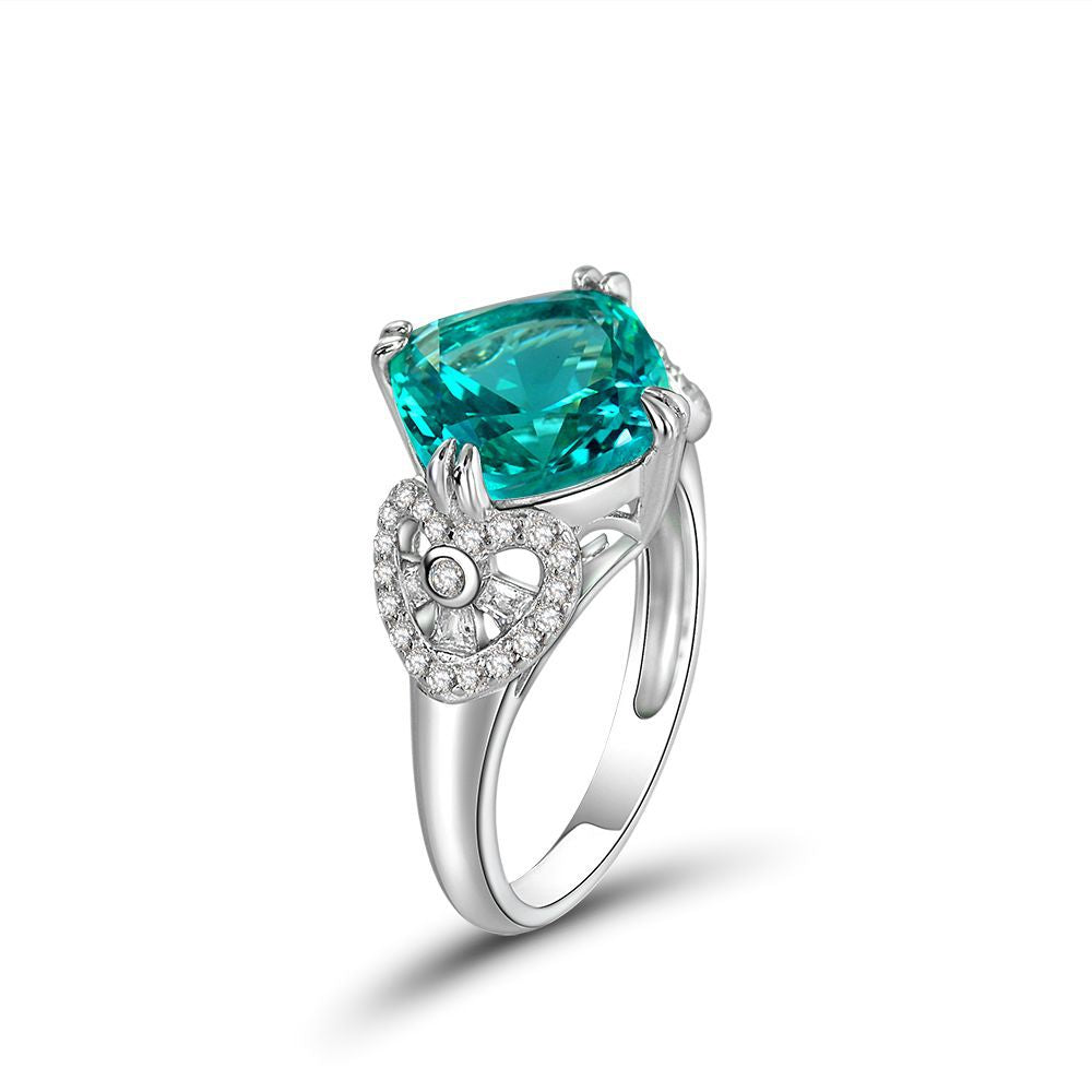 Radiant Cut Tourmaline Sterling Silver Enhancer Ring