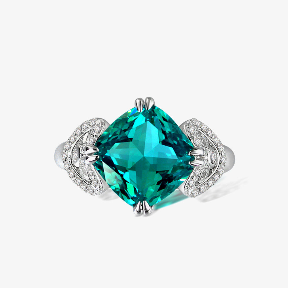 Radiant Cut Tourmaline Sterling Silver Enhancer Ring