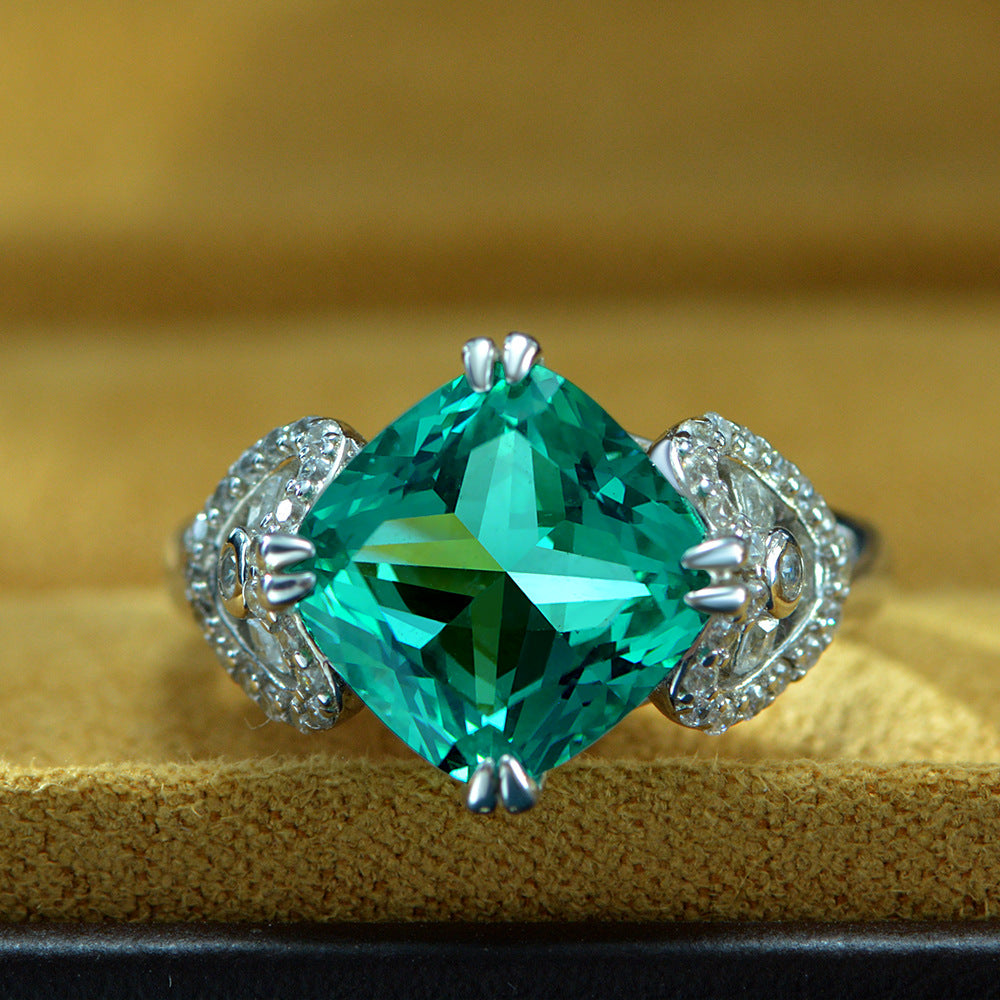 Radiant Cut Tourmaline Sterling Silver Enhancer Ring