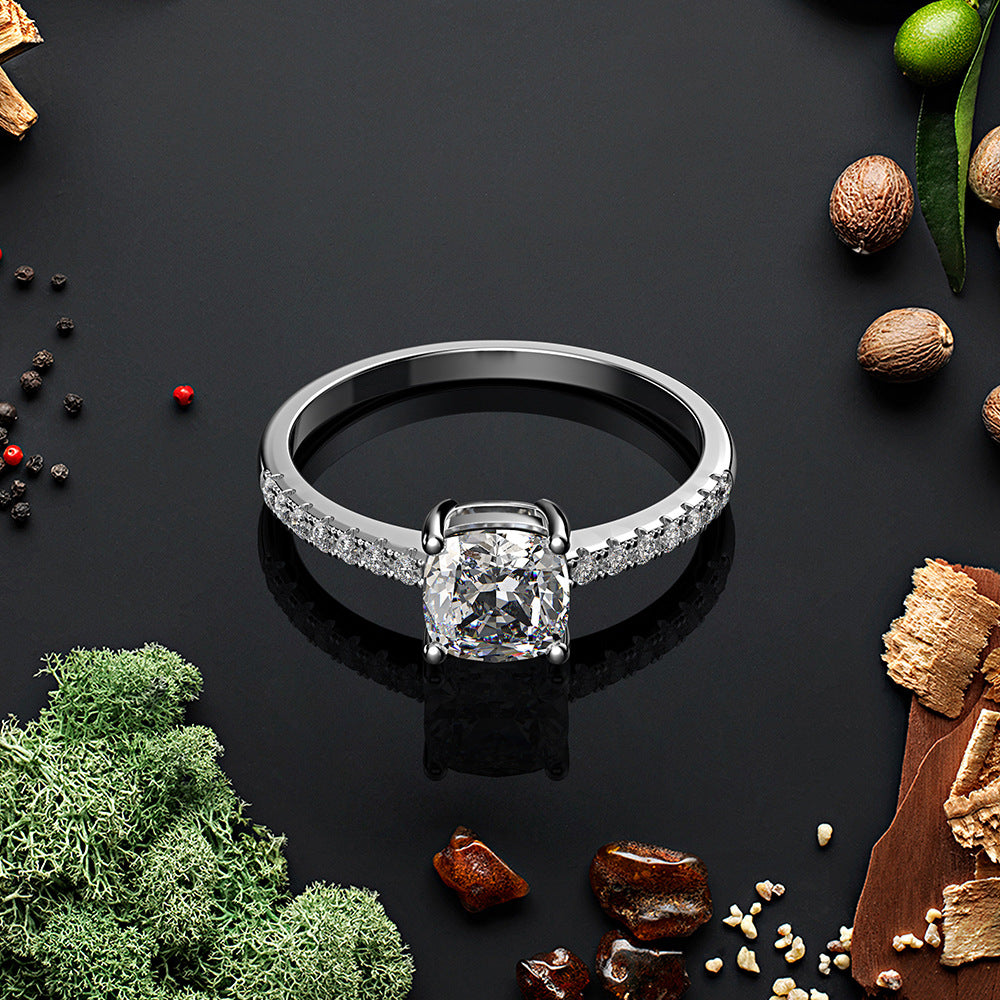 Cushion Classic Four Claw Stelring Silver Enhancer Ring