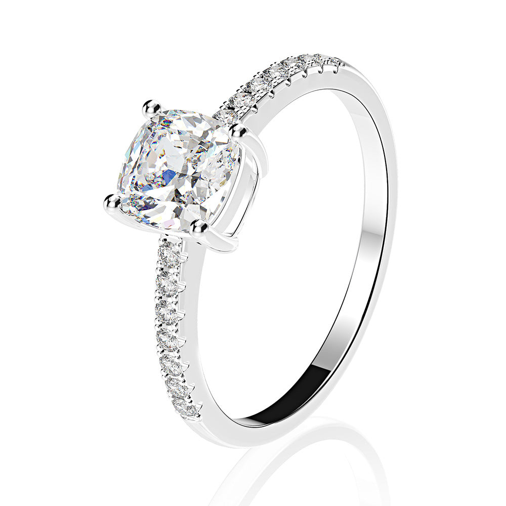 Cushion Classic Four Claw Stelring Silver Enhancer Ring