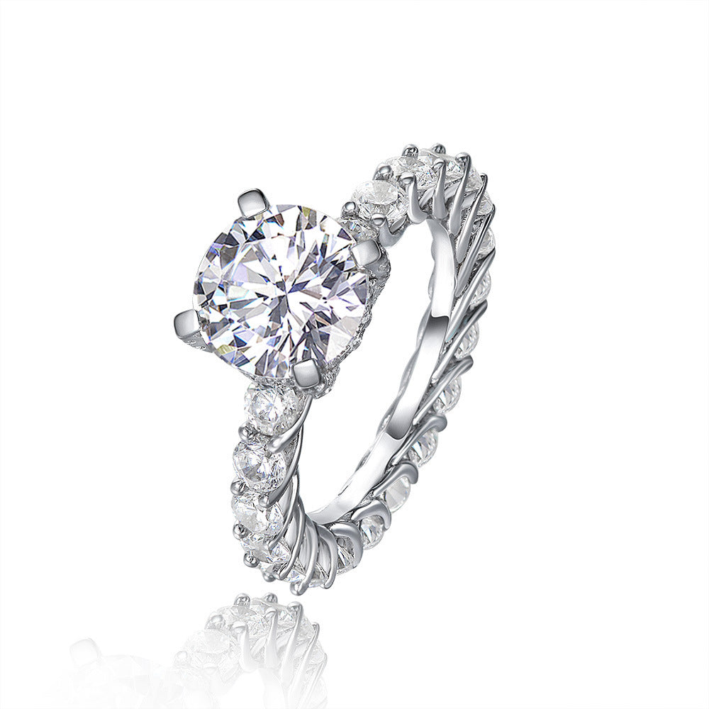 Round Cut Sterling Silver Enhancer Ring