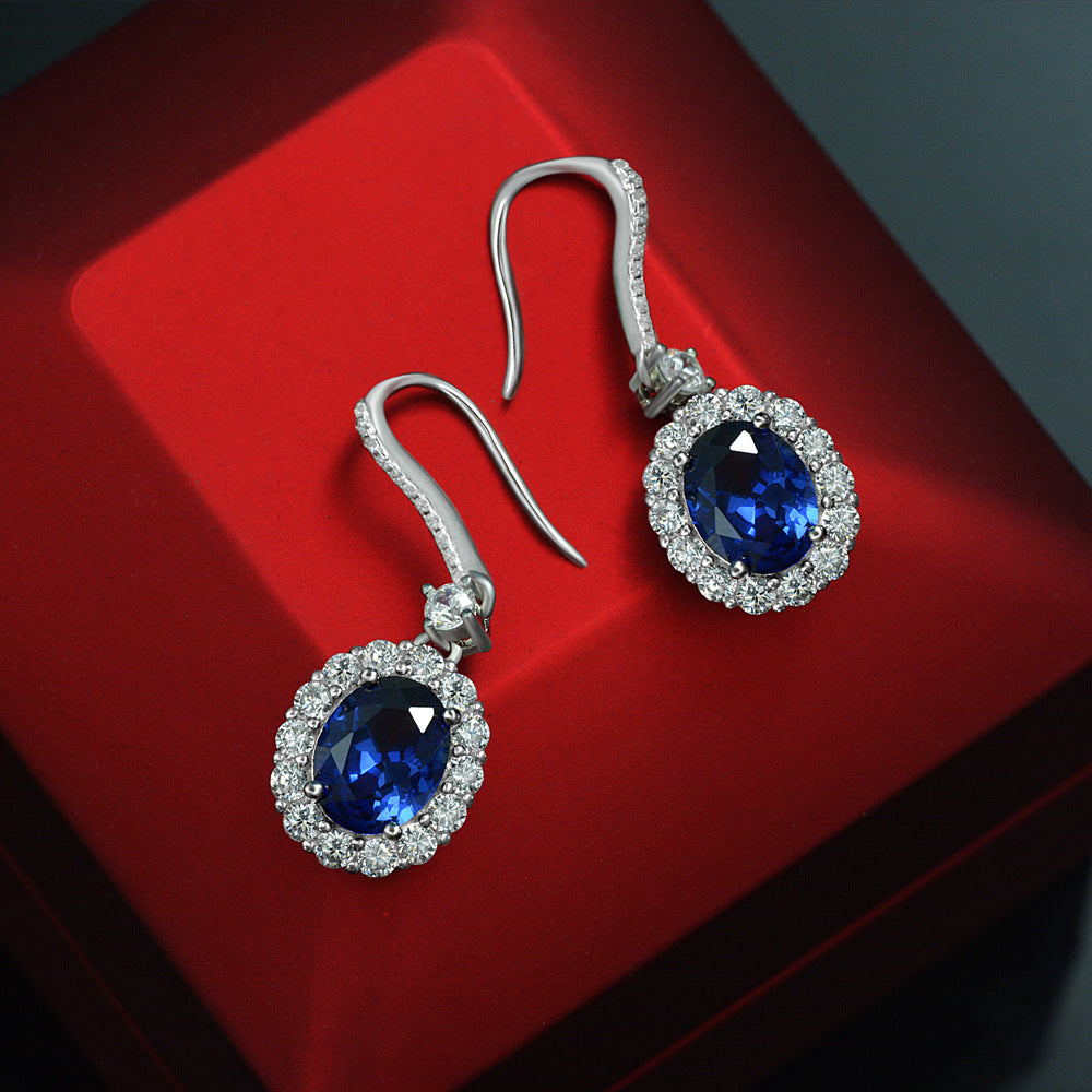 Royal Blue Sapphire Sterling Silver Earring