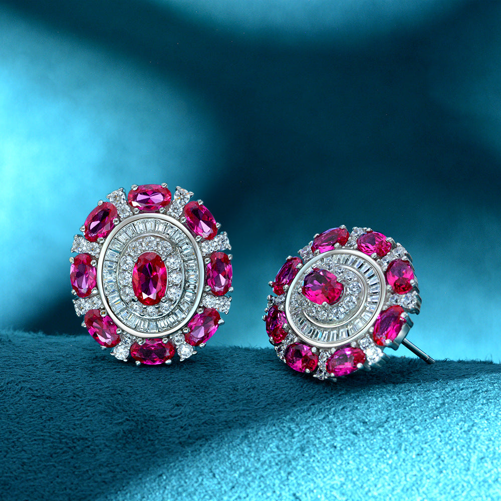 Ruby Gemstone Sterling Silver Earring