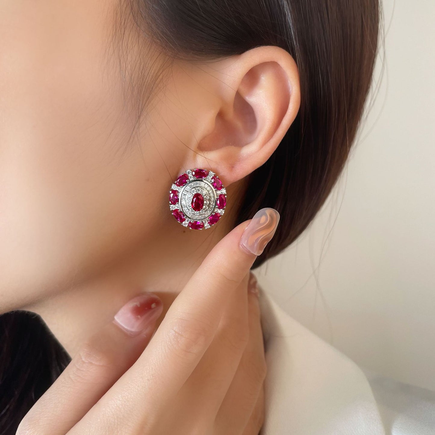 Ruby Gemstone Sterling Silver Earring