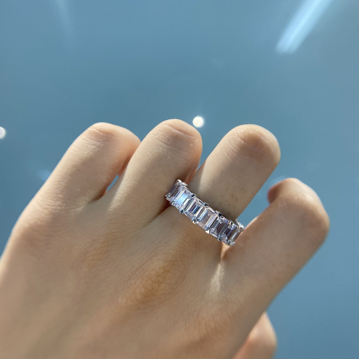 Segment White Stone Sterling Silver Ring