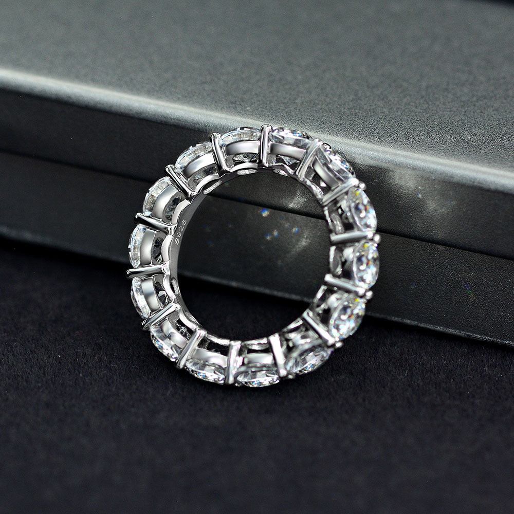 Sterling Silver Band With Circled Round Stones