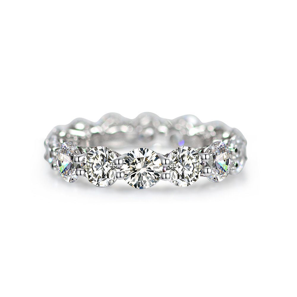 Sterling Silver Band With Circled Round Stones