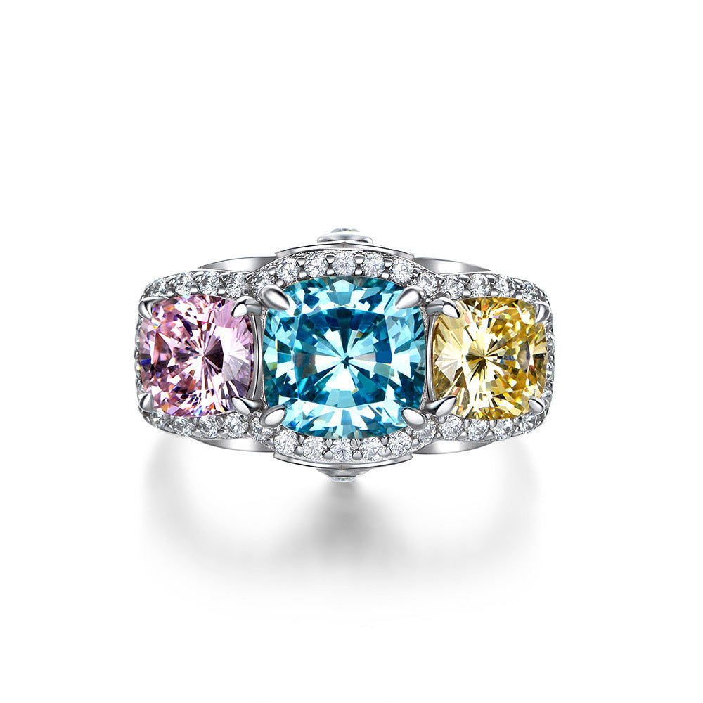 Three Main Stone Sterling Silver Enhancer Ring