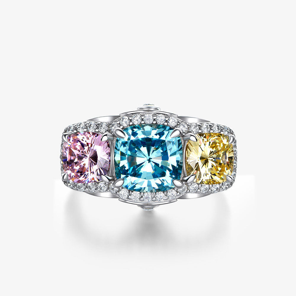 Three Main Stone Sterling Silver Enhancer Ring