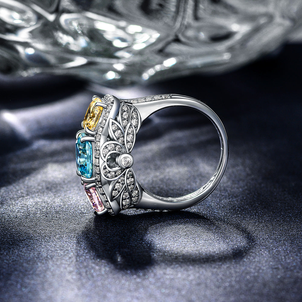 Three Main Stone Sterling Silver Enhancer Ring