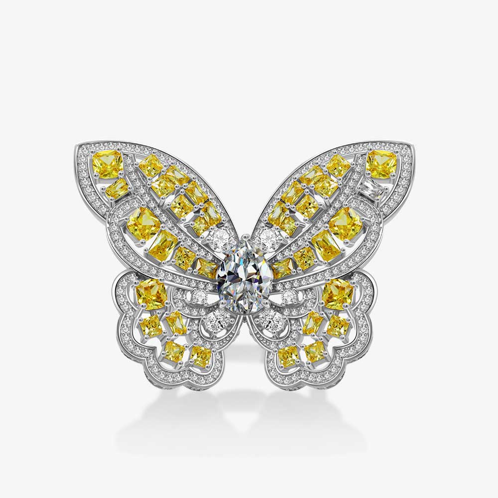 Yellow Butterfly Sterling Silver Enhancer Ring