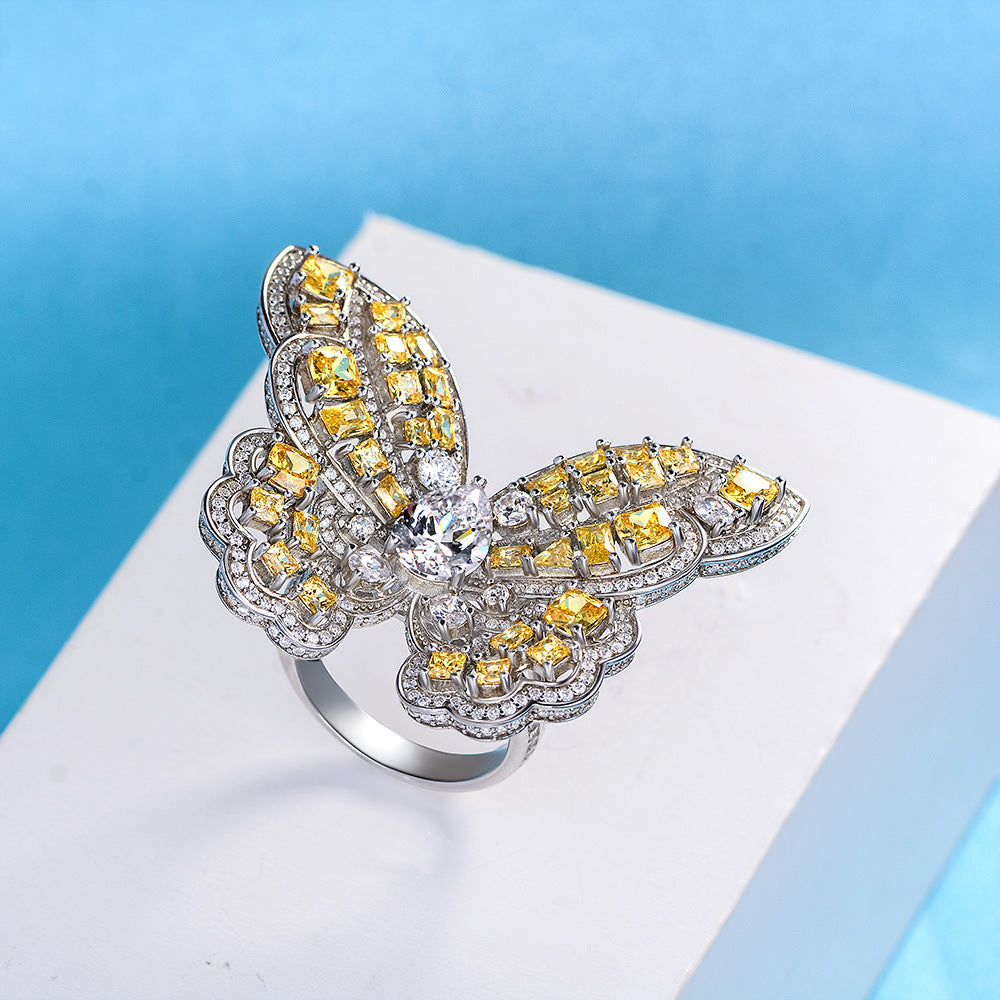 Yellow Butterfly Sterling Silver Enhancer Ring