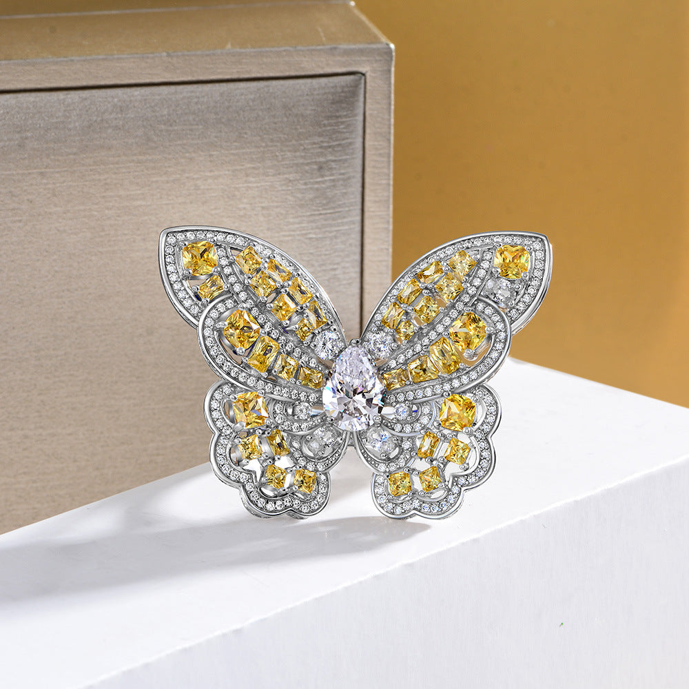 Yellow Butterfly Sterling Silver Enhancer Ring