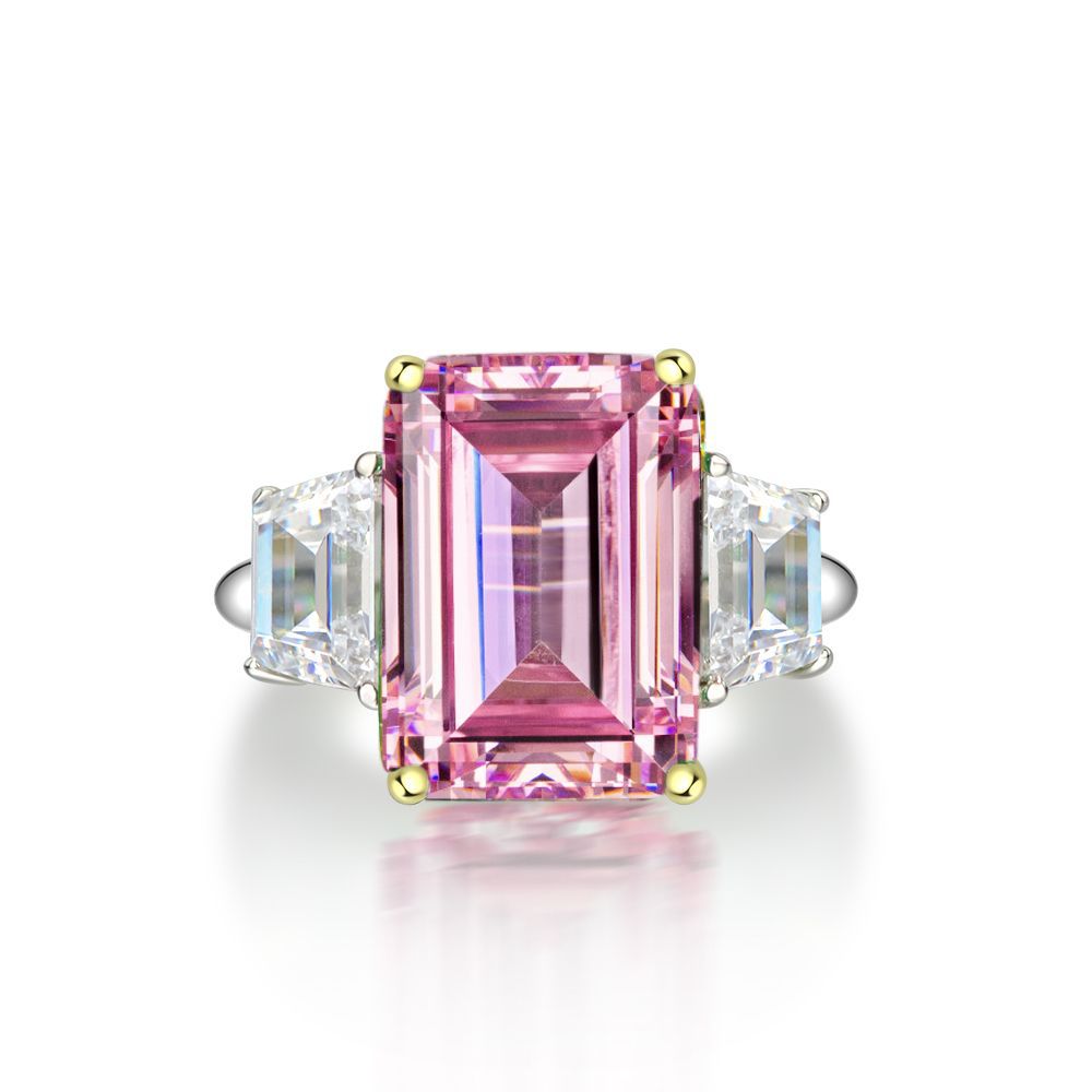Emerald Cut Gemstone Sterling Silver Ring