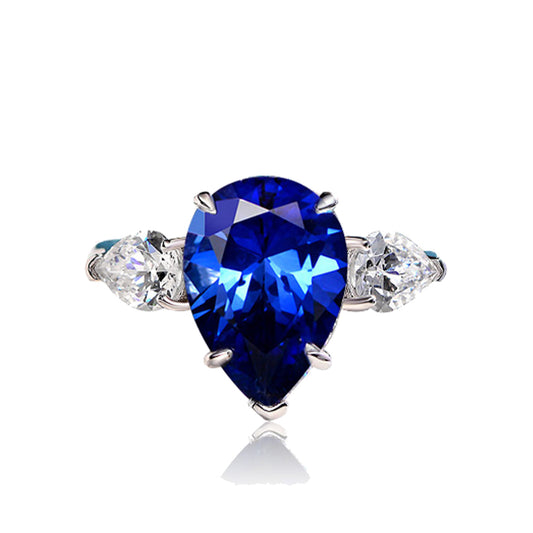 Pear Cut Gemstone Sterling Silver Ring