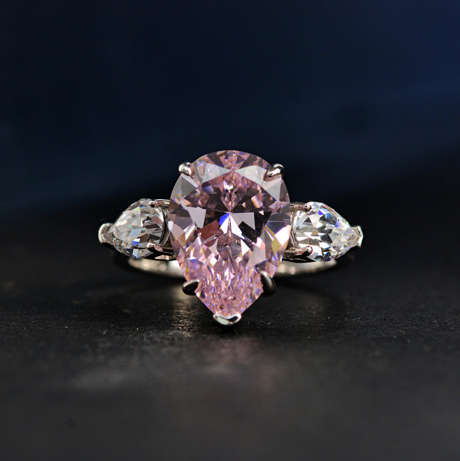 Pear Cut Gemstone Sterling Silver Ring