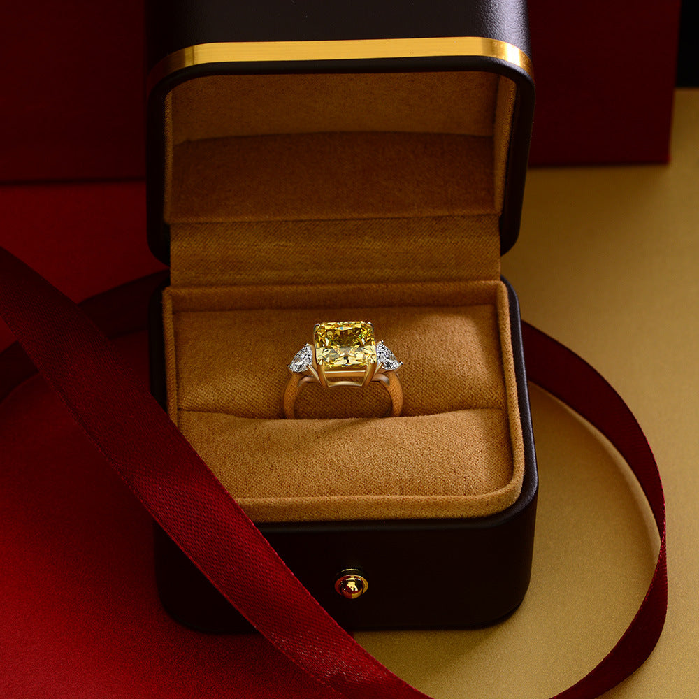 Princess Cut Double Prongs Setting Silver Ring