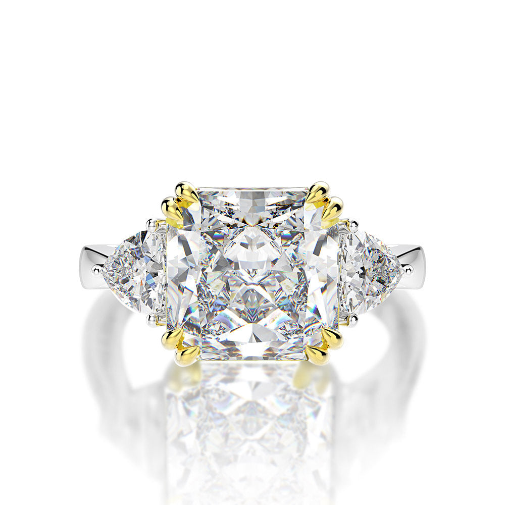 Princess Cut Double Prongs Setting Silver Ring