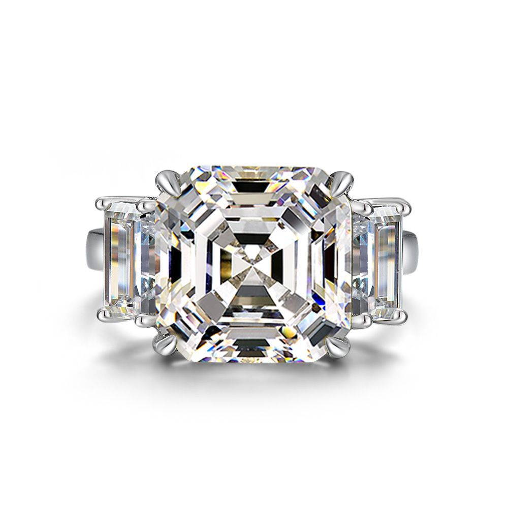 Asschcher Cut Four Claw Sterling Silver Ring