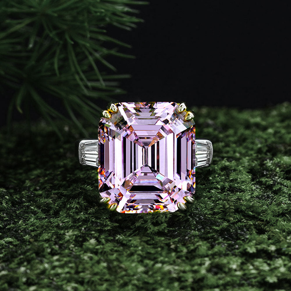 Asscher Cut Gemstone Sterling Silver Ring