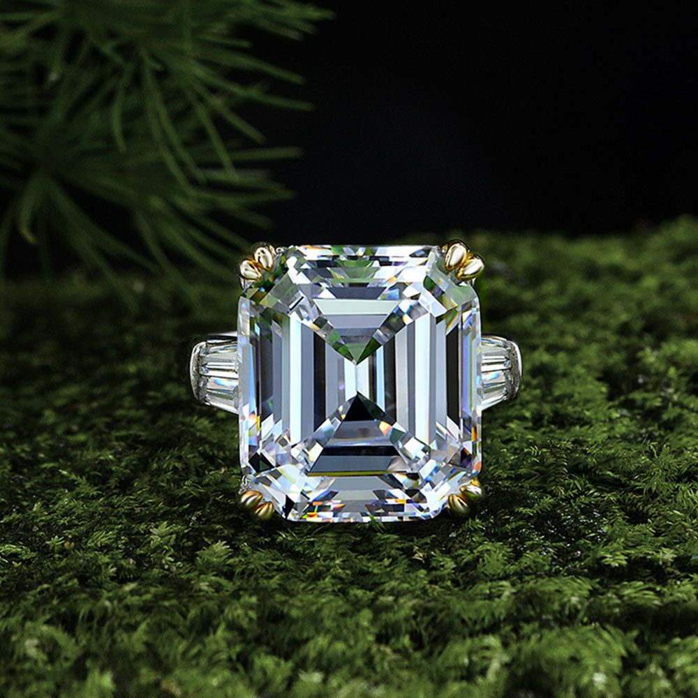 Asscher Cut Gemstone Sterling Silver Ring